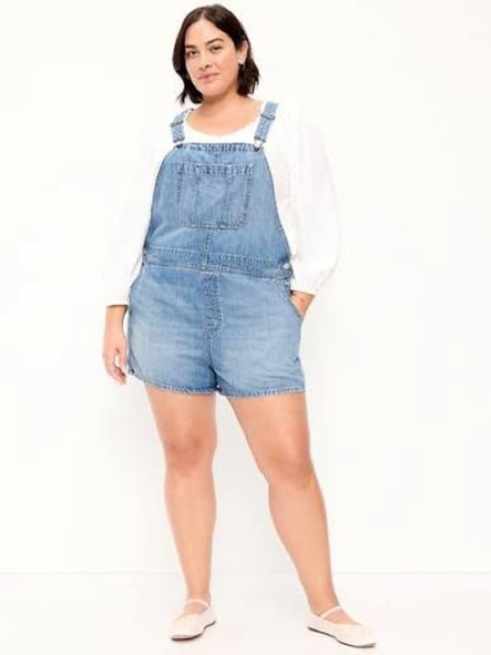 Med Wash Denim Short Overalls - Women size 2XL NWT